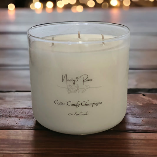 Cotton Candy Champagne 3 Wick Soy Candle ￼